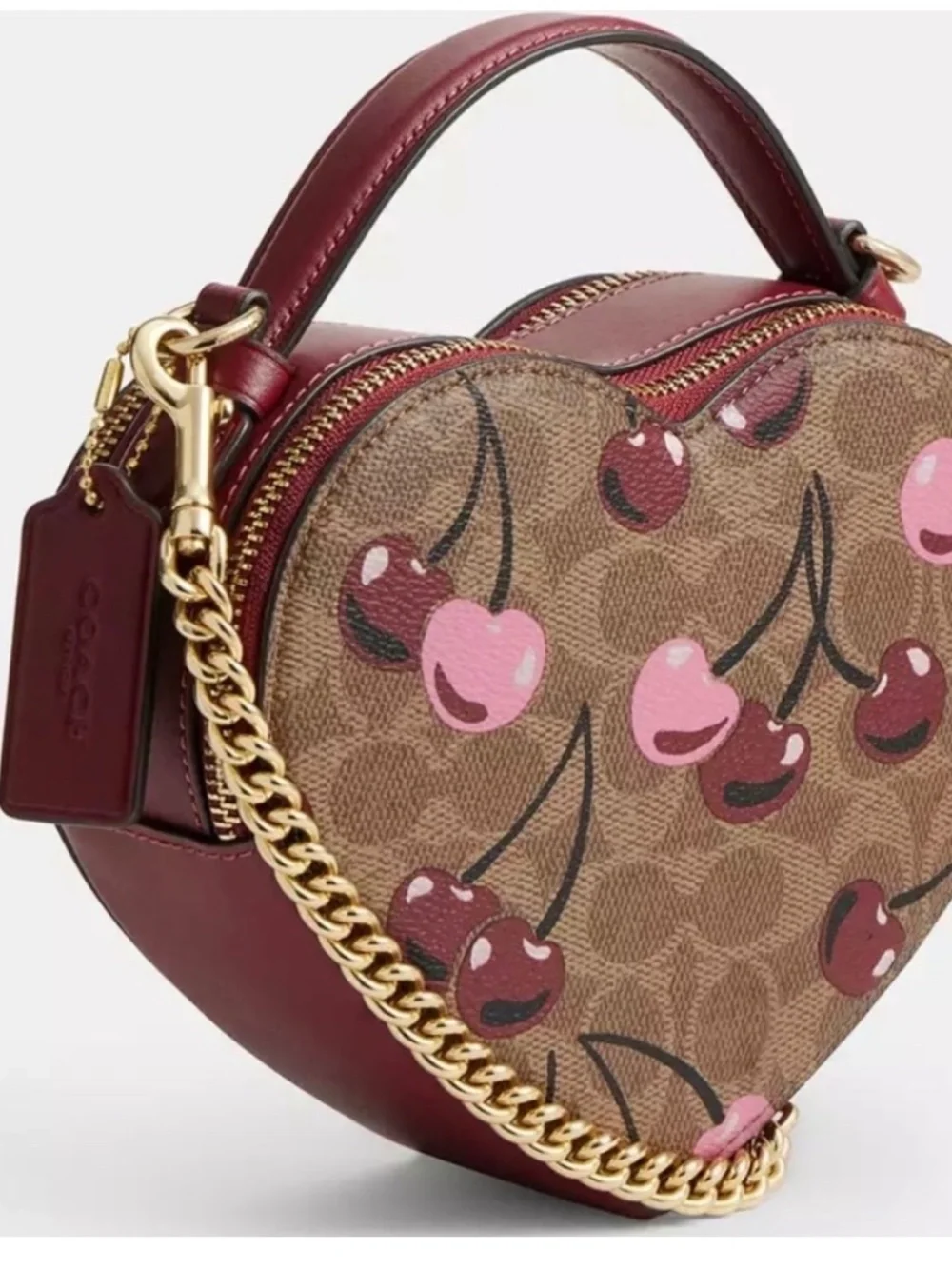 COACH ♥️ Crossbody Bag Canvas Leather Cherry Print